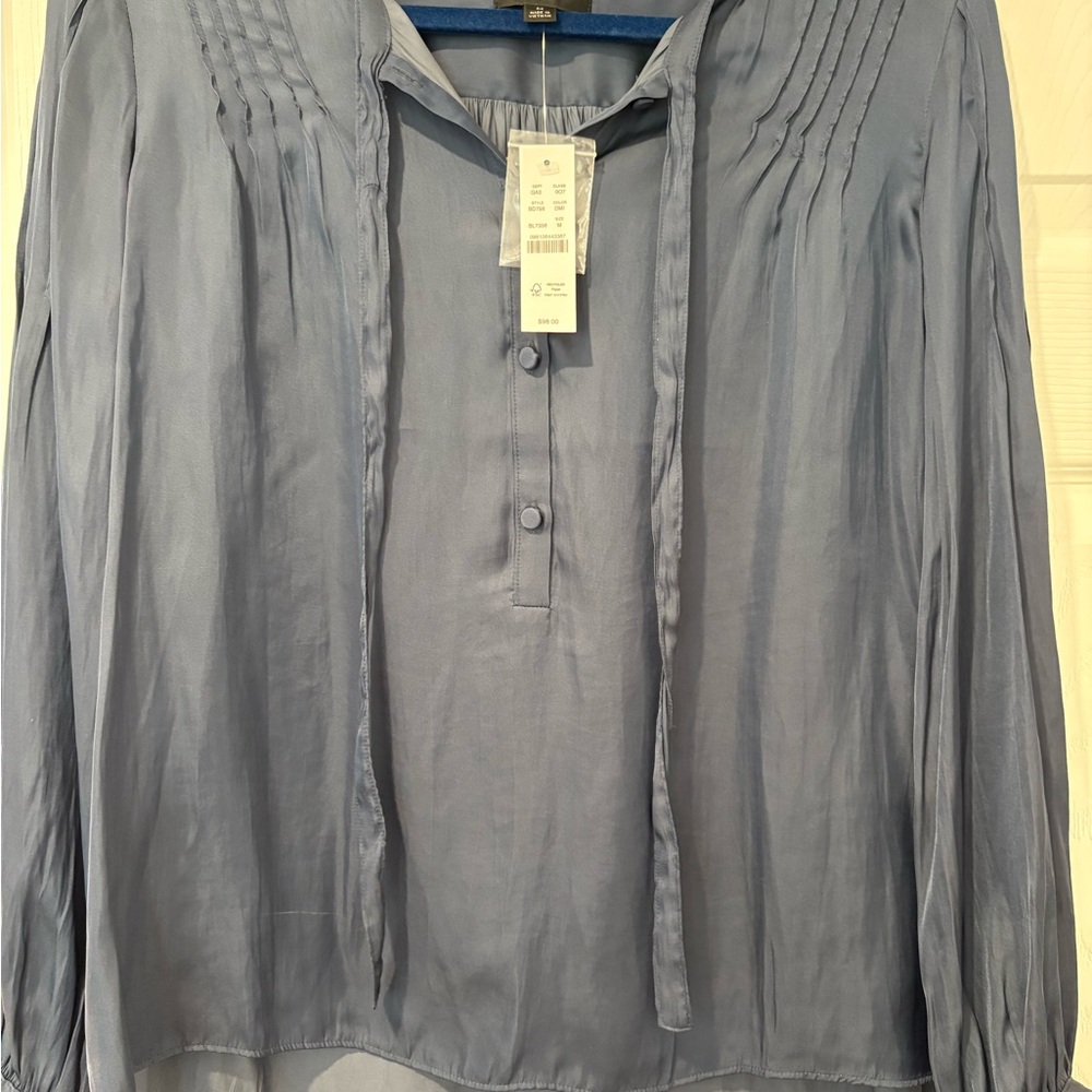 NWT J Crew silky blue/green/deep teal Blouse - size M